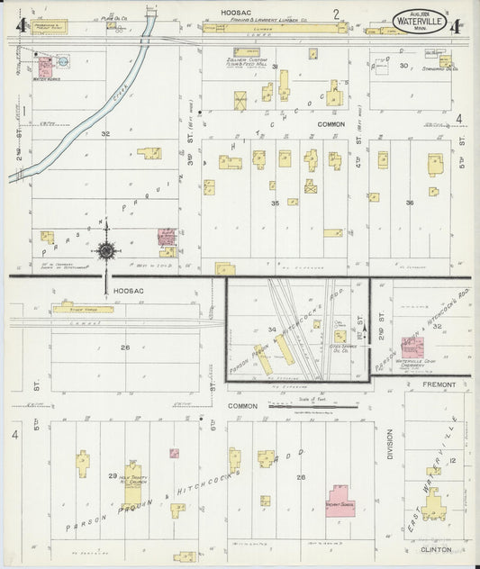Sanborn Fire Insurance Map from Waterville, Le Sueur County, Minnesota (1924), Sheet #0004 - Historic Sanborn Fire Insurance Map Print, vintage old map wall art, antique decor, genealogy gift, Minnesota Minnesota map