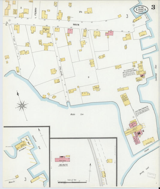Sanborn Fire Insurance Map from Essex, Middlesex County, Connecticut (1901), Sheet #0003 - Historic Sanborn Fire Insurance Map Print, vintage old map wall art, antique decor, genealogy gift, Connecticut Connecticut map