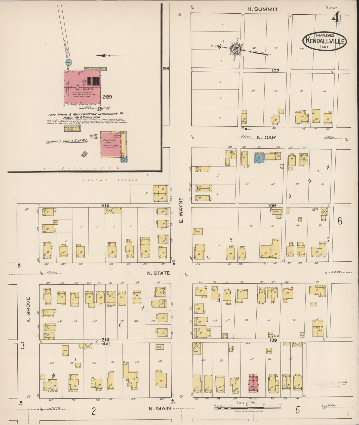 Sanborn Fire Insurance Map from Kendallville, Noble County, Indiana (1922), Sheet #0004 - Complete Map Set gallery image, historic Sanborn map, vintage wall art, Indiana Indiana