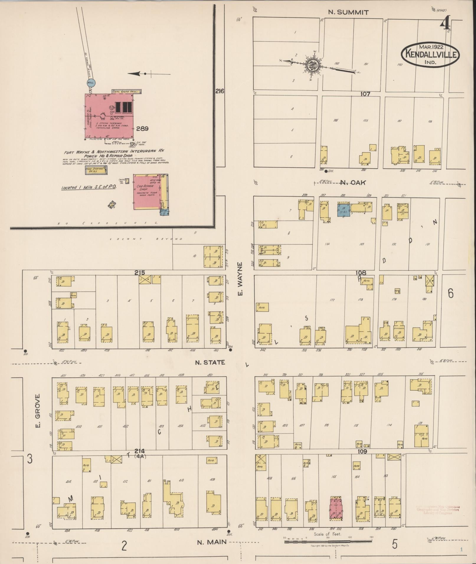 Sanborn Fire Insurance Map from Kendallville, Noble County, Indiana (1922), Sheet #0004 - Complete Map Set gallery image, historic Sanborn map, vintage wall art, Indiana Indiana