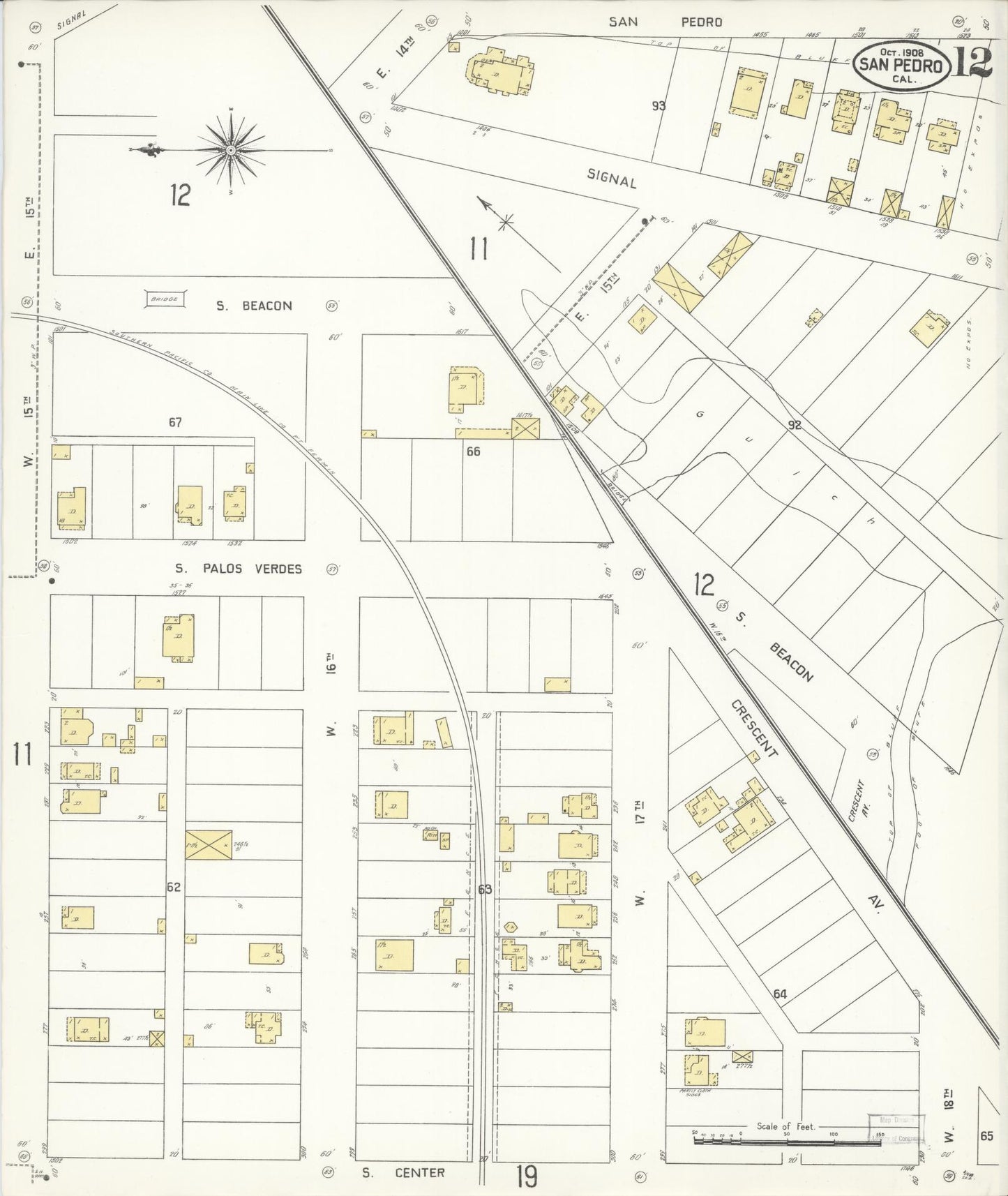 Sanborn Fire Insurance Map from San Pedro, Los Angeles County, California (1908), Sheet #0012 - Complete Map Set gallery image, historic Sanborn map, vintage wall art, California California