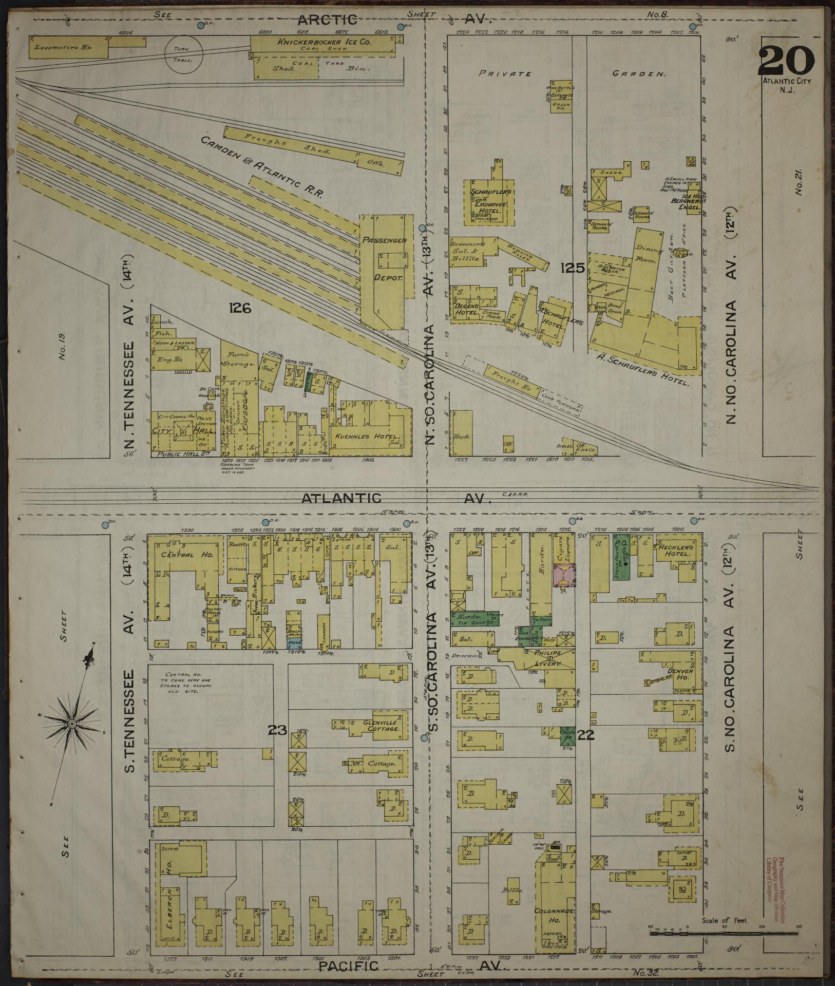 Sanborn Fire Insurance Map from Atlantic City, Atlantic County, New Jersey (1886), Sheet #0020 - Complete Map Set gallery image, historic Sanborn map, vintage wall art, New Jersey New Jersey