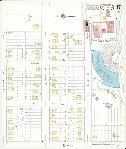 Sanborn Fire Insurance Map from Wellington, Sumner County, Kansas (1912), Sheet #0017 - Complete Map Set gallery image, historic Sanborn map, vintage wall art, Kansas Kansas