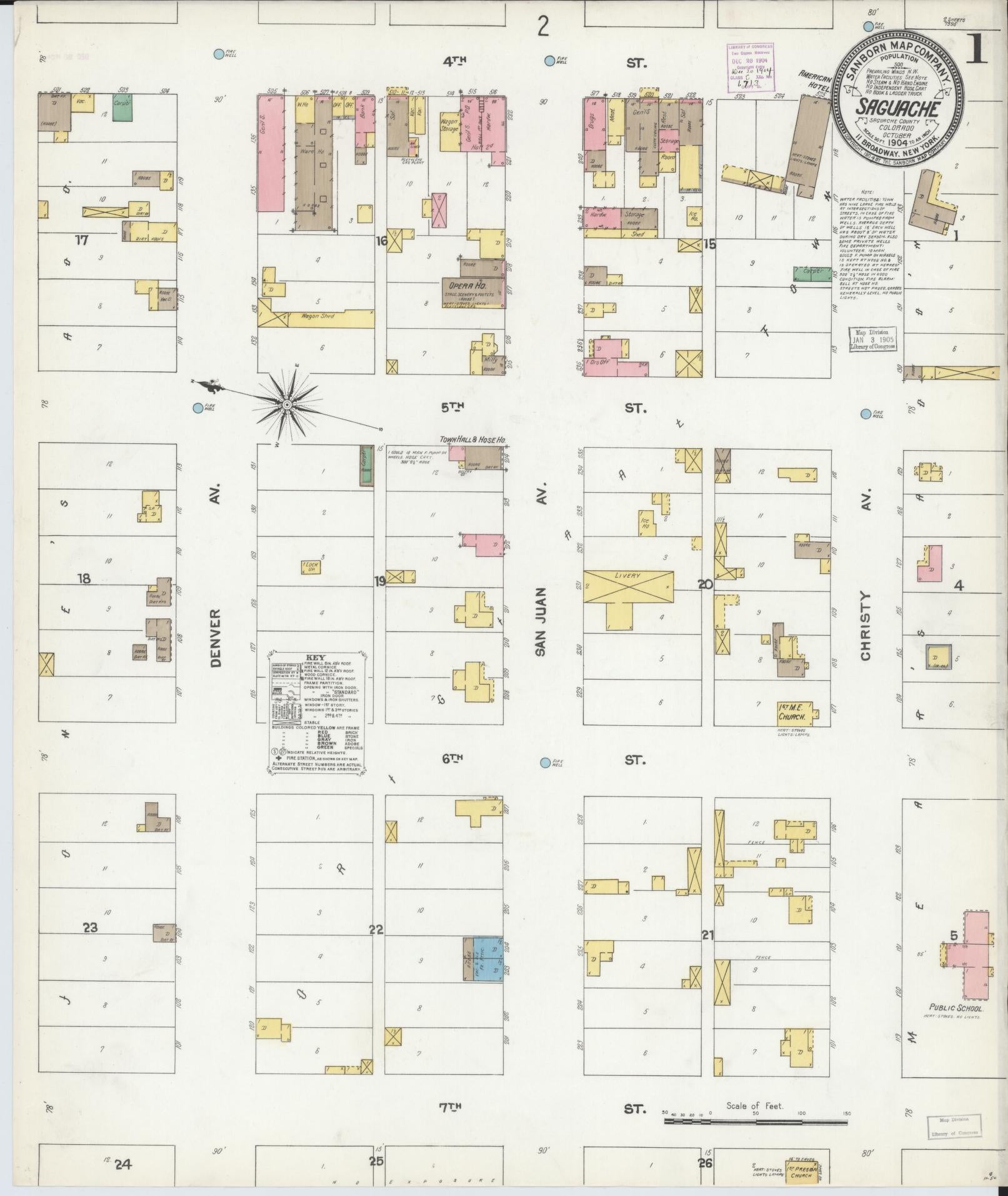 Sanborn Fire Insurance Map from Saguache, Saguache County, Colorado. (1904) – Historic Sanborn Fire Insurance Map Print