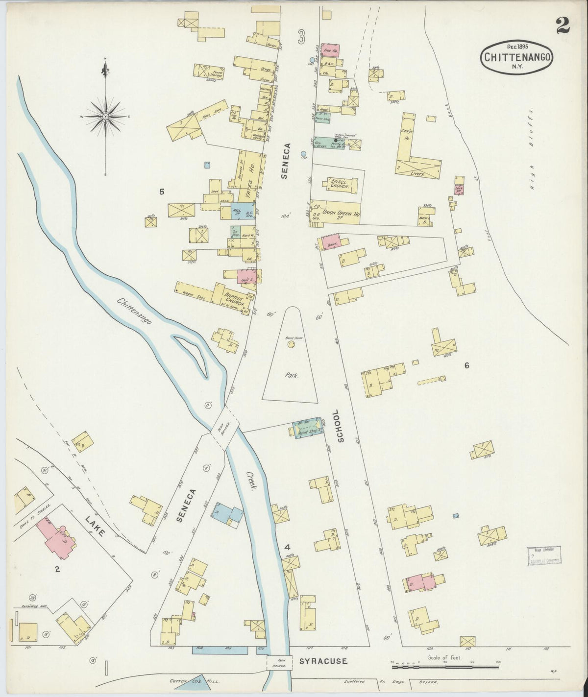 Sanborn Fire Insurance Map from Chittenango, Madison County, New York (1895), Sheet #0002 - Complete Map Set gallery image, historic Sanborn map, vintage wall art, New York New York
