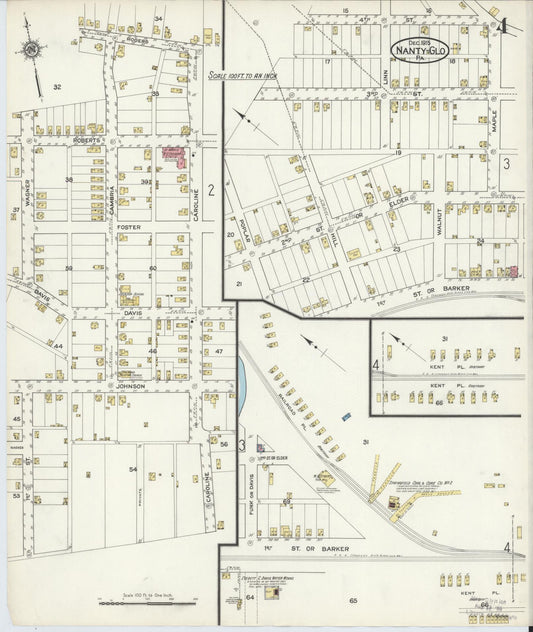 Sanborn Fire Insurance Map from Nanty-Glo, Cambria County, Pennsylvania (1915), Sheet #0004 - Historic Sanborn Fire Insurance Map Print, vintage old map wall art, antique decor, genealogy gift, Pennsylvania Pennsylvania map
