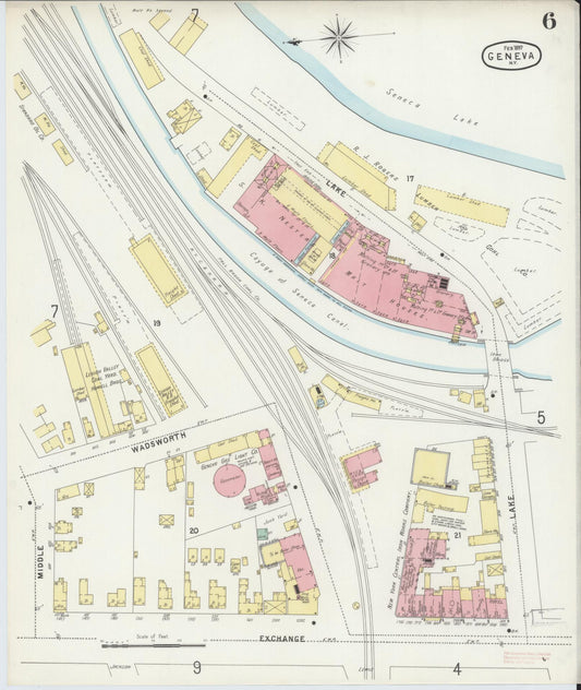 Sanborn Fire Insurance Map from Geneva, Ontario County, New York (1897), Sheet #0006 - Historic Sanborn Fire Insurance Map Print, vintage old map wall art, antique decor, genealogy gift, New York New York map