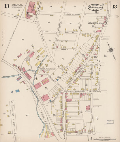Sanborn Fire Insurance Map from Martinsburg, Berkeley County, West Virginia (1922), Sheet #0013 - Complete Map Set gallery image, historic Sanborn map, vintage wall art, West Virginia West Virginia