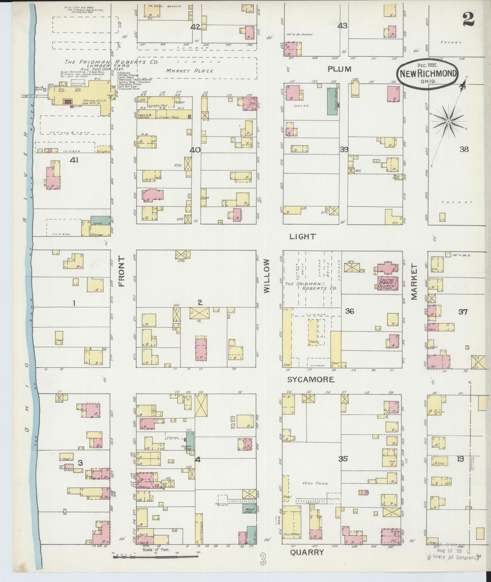 Sanborn Fire Insurance Map from New Richmond, Clermont County, Ohio (1892), Sheet #0002 - Complete Map Set gallery image, historic Sanborn map, vintage wall art, Ohio Ohio