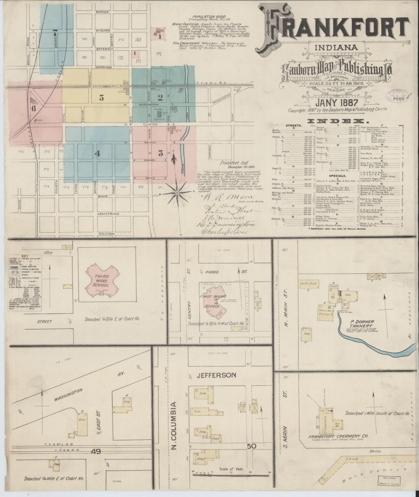 Sanborn Fire Insurance Map from Frankfort, Clinton County, Indiana (1887), Sheet #0001 - Complete Map Set gallery image, historic Sanborn map, vintage wall art, Indiana Indiana