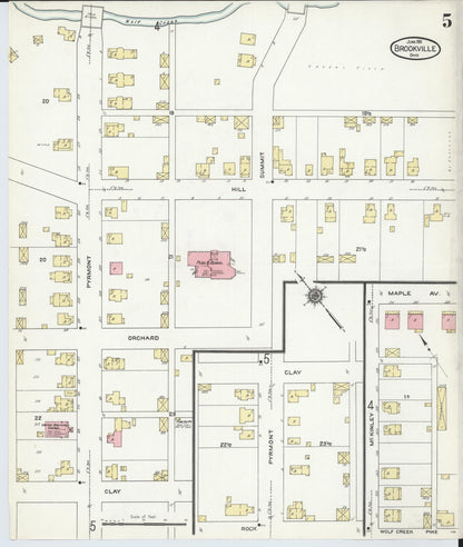 Sanborn Fire Insurance Map from Brookville, Montgomery County, Ohio (1911), Sheet #0005 - Historic Sanborn Fire Insurance Map Print, vintage old map wall art, antique decor, genealogy gift, Ohio Ohio map