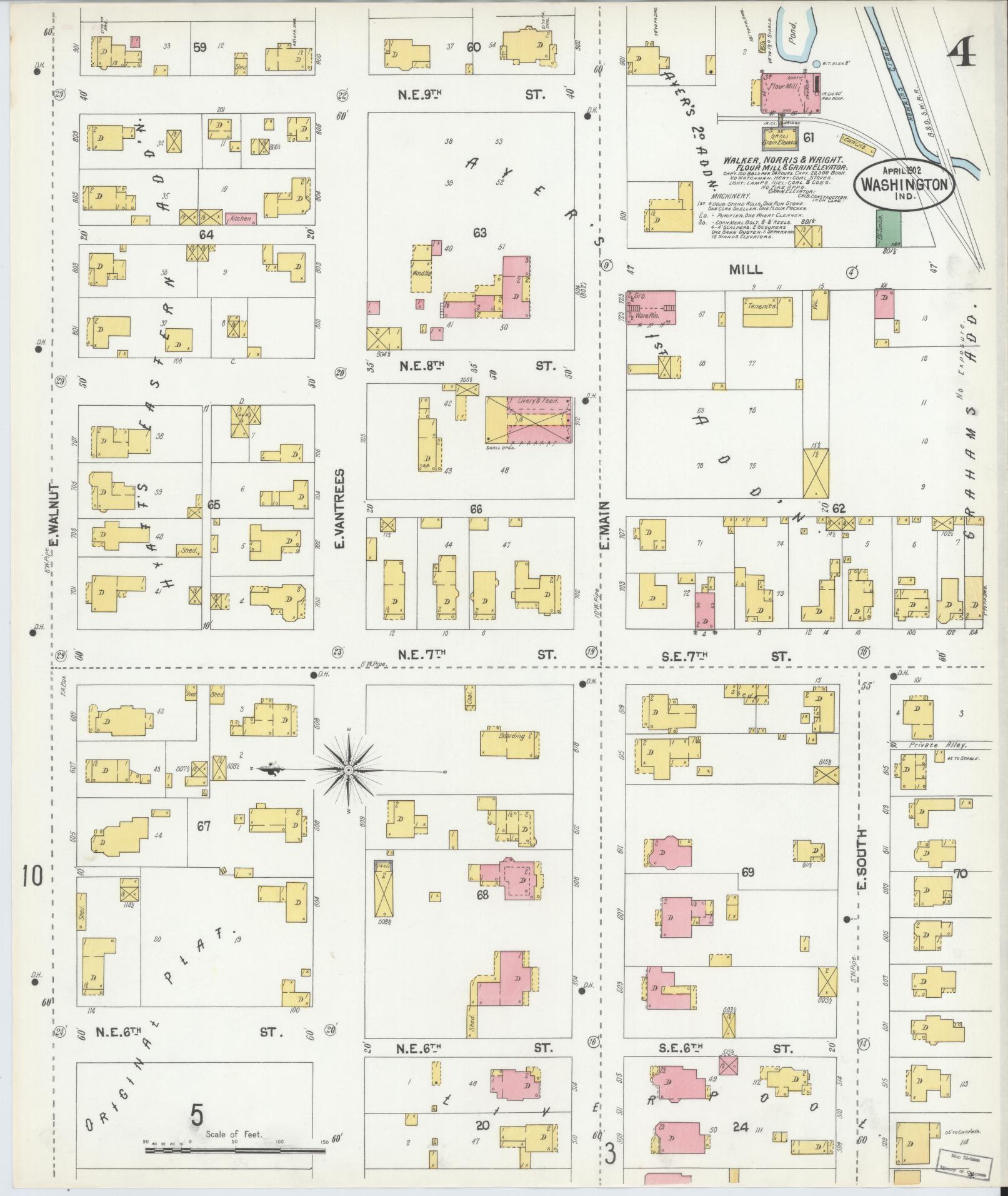Sanborn Fire Insurance Map from Washington, Daviess County, Indiana (1902), Sheet #0004 - Complete Map Set gallery image, historic Sanborn map, vintage wall art, Washington Washington