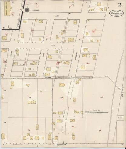 Sanborn Fire Insurance Map from Washougal, Clark County, Washington (1929), Sheet #0002 - Complete Map Set gallery image, historic Sanborn map, vintage wall art, Washington Washington