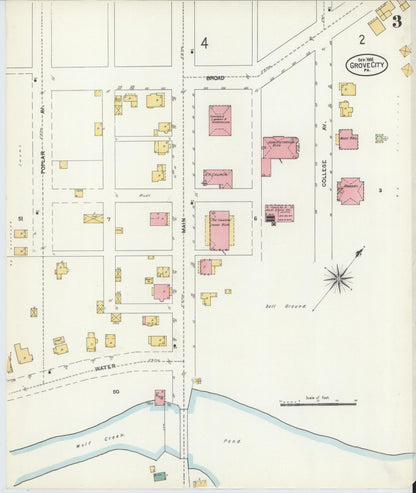 Sanborn Fire Insurance Map from Grove City, Mercer County, Pennsylvania (1906), Sheet #0003 - Complete Map Set gallery image, historic Sanborn map, vintage wall art, Pennsylvania Pennsylvania