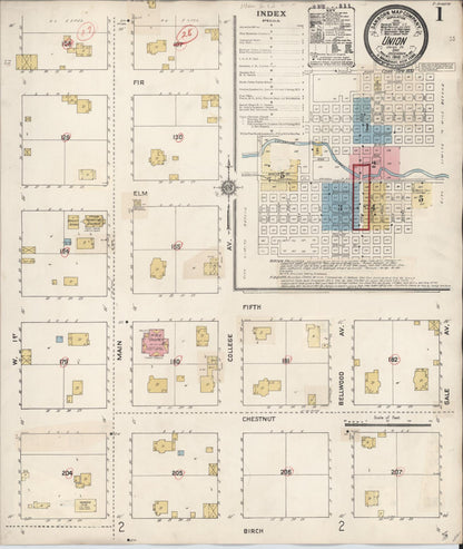 Sanborn Fire Insurance Map from Union, Union County, Oregon (1930), Sheet #0001 - Complete Map Set gallery image, historic Sanborn map, vintage wall art, Oregon Oregon