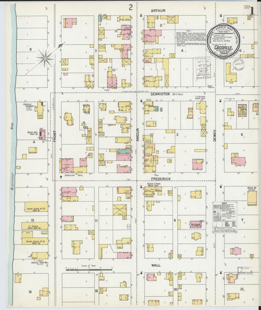 Sanborn Fire Insurance Map from Cassville, Grant County, Wisconsin (1900), Sheet #0001 - Historic Sanborn Fire Insurance Map Print, vintage old map wall art, antique decor, genealogy gift, Wisconsin Wisconsin map