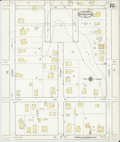 Sanborn Fire Insurance Map from Arkadelphia, Clark County, Arkansas (1918), Sheet #0012 - Complete Map Set gallery image, historic Sanborn map, vintage wall art, Arkansas Arkansas