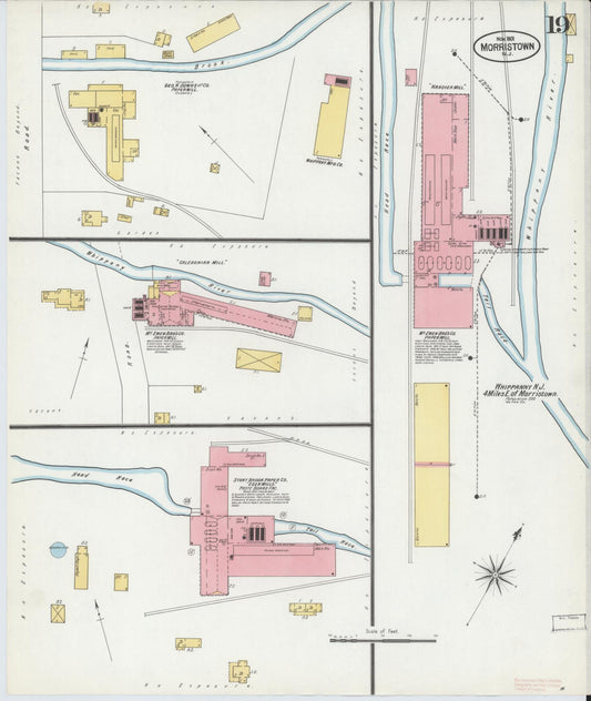 Sanborn Fire Insurance Map from Morristown, Morris County, New Jersey (1901), Sheet #0019 - Historic Sanborn Fire Insurance Map Print, vintage old map wall art, antique decor, genealogy gift, New Jersey New Jersey map