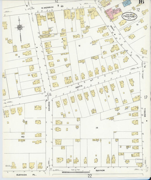 Sanborn Fire Insurance Map from Freeport, Nassau County, New York (1910), Sheet #0016 - Historic Sanborn Fire Insurance Map Print, vintage old map wall art, antique decor, genealogy gift, New York New York map