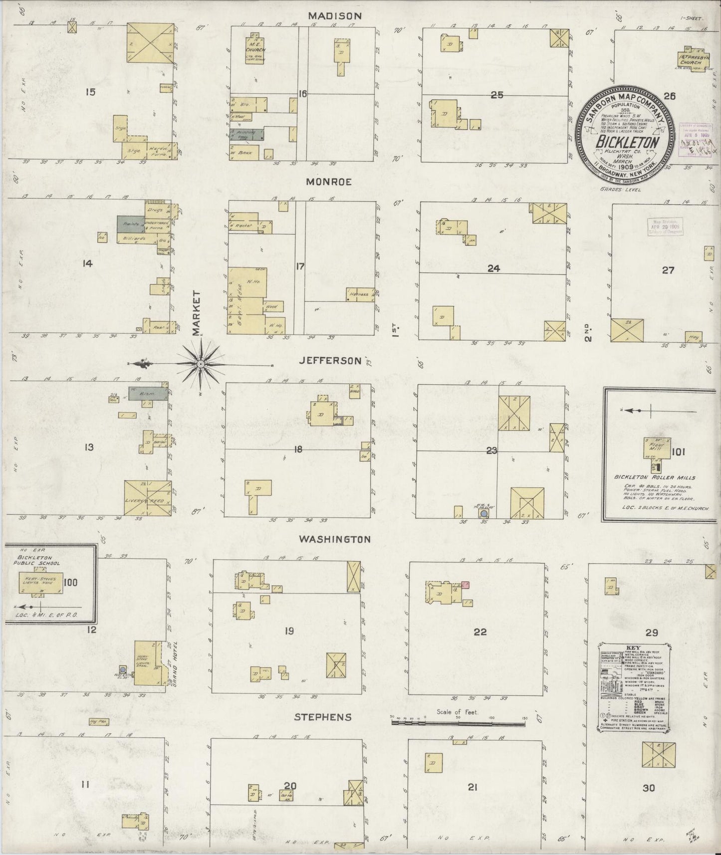Sanborn Fire Insurance Map from Bickleton, Klickitat County, Washington. (1909) – Historic Sanborn Fire Insurance Map Print