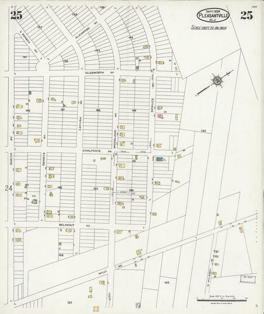 Sanborn Fire Insurance Map from Pleasantville, Atlantic County, New Jersey (1924), Sheet #0025 - Historic Sanborn Fire Insurance Map Print, vintage old map wall art, antique decor, genealogy gift, New Jersey New Jersey map