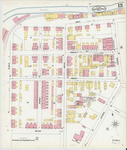 Sanborn Fire Insurance Map from Chicopee, Hampden County, Massachusetts (1902), Sheet #0013 - Complete Map Set gallery image, historic Sanborn map, vintage wall art, Massachusetts Massachusetts