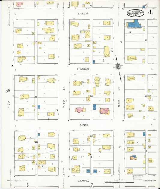 Sanborn Fire Insurance Map from Garden City, Finney County, Kansas (1920), Sheet #0004 - Historic Sanborn Fire Insurance Map Print, vintage old map wall art, antique decor, genealogy gift, Kansas Kansas map