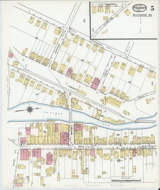 Sanborn Fire Insurance Map from Piedmont, Mineral County, West Virginia (1920), Sheet #0005 - Historic Sanborn Fire Insurance Map Print, vintage old map wall art, antique decor, genealogy gift, West Virginia West Virginia map