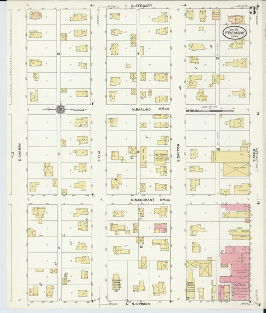 Sanborn Fire Insurance Map from Fremont, Newaygo County, Michigan (1911), Sheet #0003 - Historic Sanborn Fire Insurance Map Print, vintage old map wall art, antique decor, genealogy gift, Michigan Michigan map