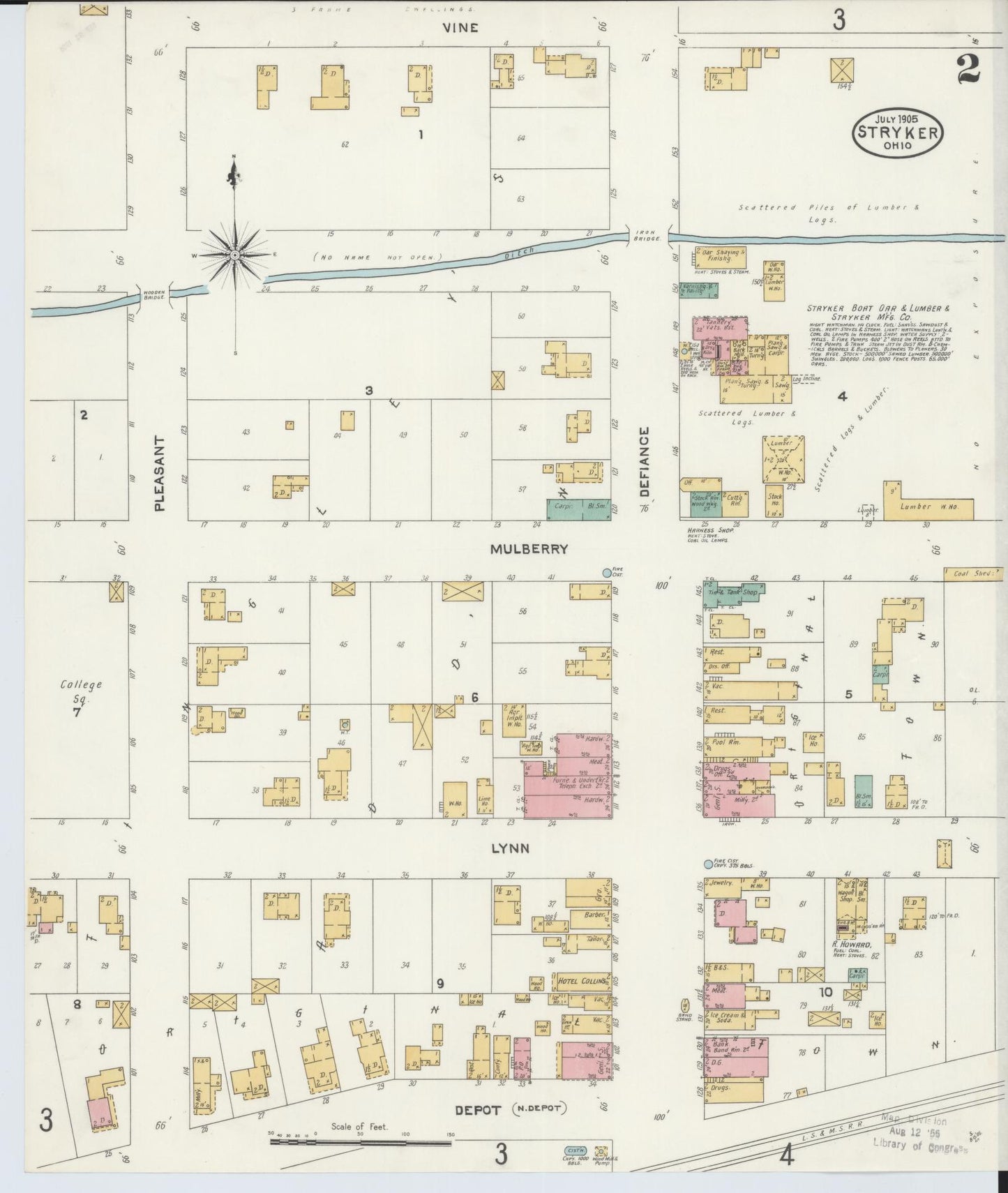 Sanborn Fire Insurance Map from Stryker, Williams County, Ohio (1905), Sheet #0002 - Complete Map Set gallery image, historic Sanborn map, vintage wall art, Ohio Ohio