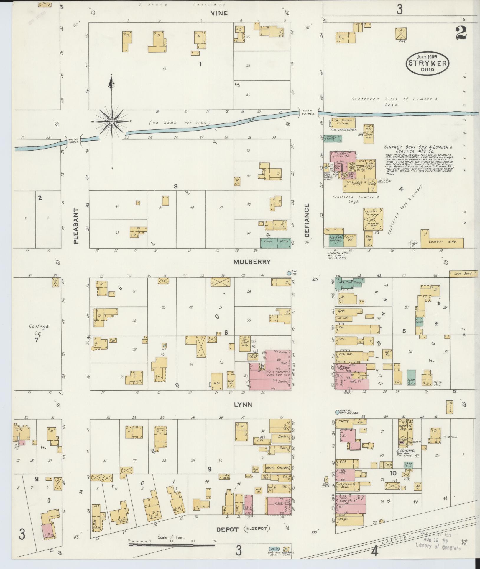 Sanborn Fire Insurance Map from Stryker, Williams County, Ohio (1905), Sheet #0002 - Complete Map Set gallery image, historic Sanborn map, vintage wall art, Ohio Ohio