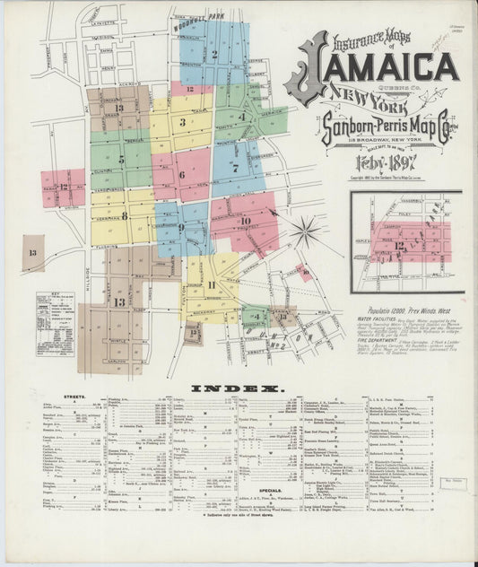 Sanborn Fire Insurance Map from Jamaica, Queens County, New York. (1897) – Historic Sanborn Fire Insurance Map Print