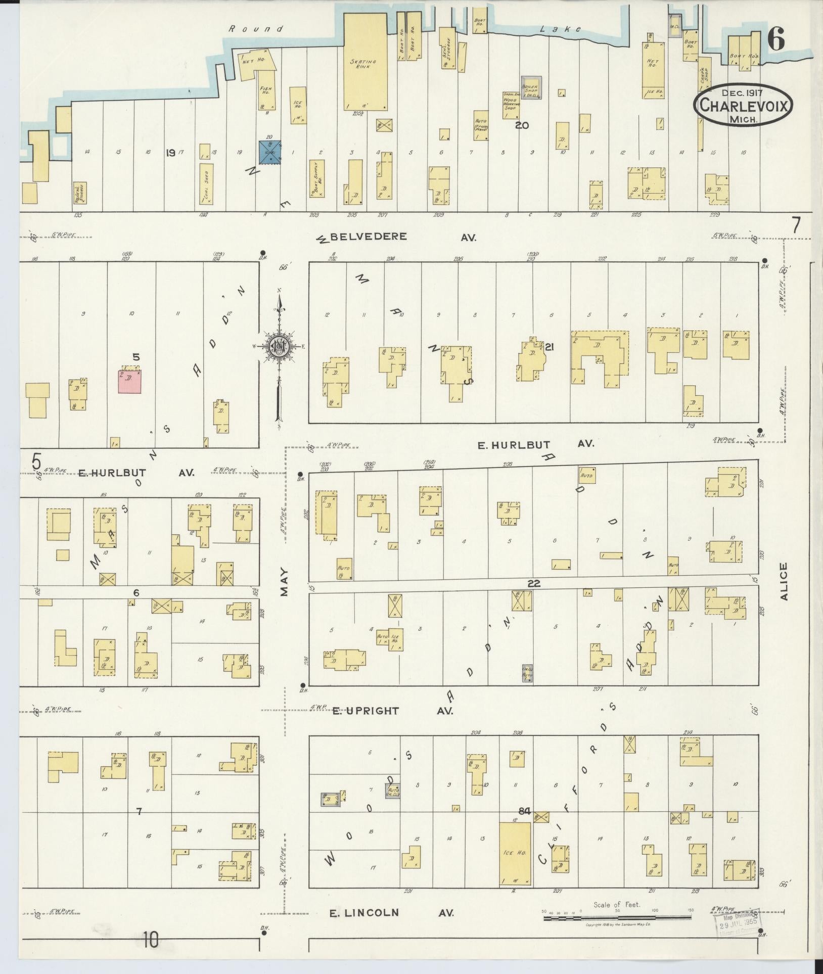 Sanborn Fire Insurance Map from Charlevoix, Charlevoix County, Michigan (1917), Sheet #0006 - Complete Map Set gallery image, historic Sanborn map, vintage wall art, Michigan Michigan