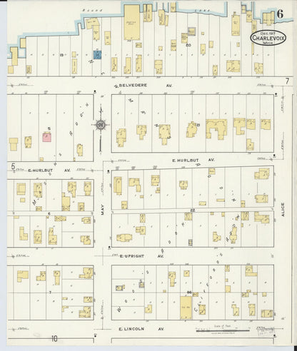 Sanborn Fire Insurance Map from Charlevoix, Charlevoix County, Michigan (1917), Sheet #0006 - Complete Map Set gallery image, historic Sanborn map, vintage wall art, Michigan Michigan