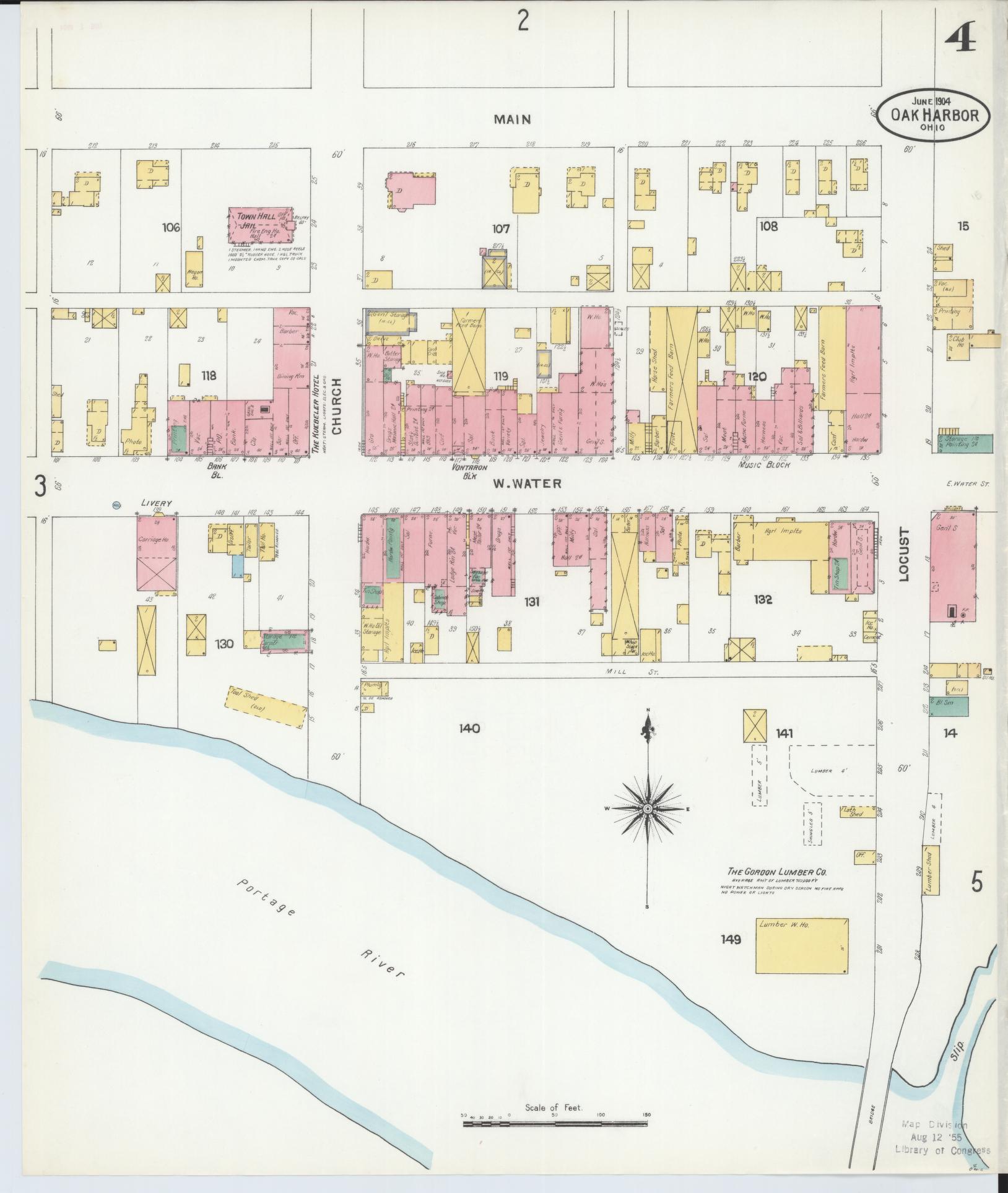 Sanborn Fire Insurance Map from Oak Harbor, Ottawa County, Ohio (1904), Sheet #0004 - Complete Map Set gallery image, historic Sanborn map, vintage wall art, Ohio Ohio
