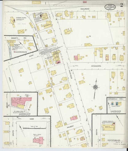 Sanborn Fire Insurance Map from Leesburg, Highland County, Ohio (1911), Sheet #0002 - Historic Sanborn Fire Insurance Map Print, vintage old map wall art, antique decor, genealogy gift, Ohio Ohio map