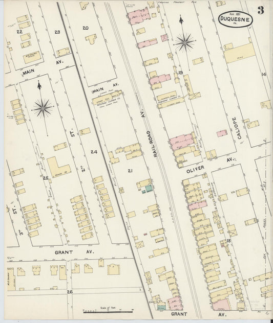 Sanborn Fire Insurance Map from Duquesne, Allegheny County, Pennsylvania (1891), Sheet #0003 - Historic Sanborn Fire Insurance Map Print, vintage old map wall art, antique decor, genealogy gift, Pennsylvania Pennsylvania map