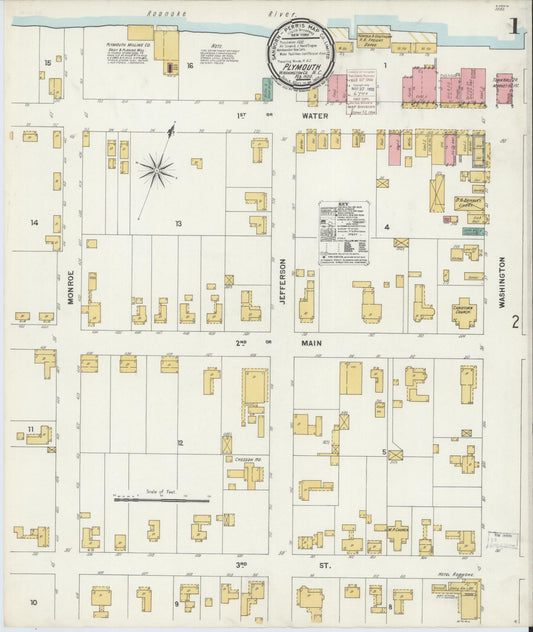 Sanborn Fire Insurance Map from Plymouth, Washington County, North Carolina (1900), Sheet #0001 - Complete Map Set gallery image, historic Sanborn map, vintage wall art, North Carolina North Carolina