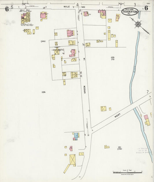 Sanborn Fire Insurance Map from Souderton, Montgomery County, Pennsylvania (1924), Sheet #0006 - Historic Sanborn Fire Insurance Map Print, vintage old map wall art, antique decor, genealogy gift, Pennsylvania Pennsylvania map