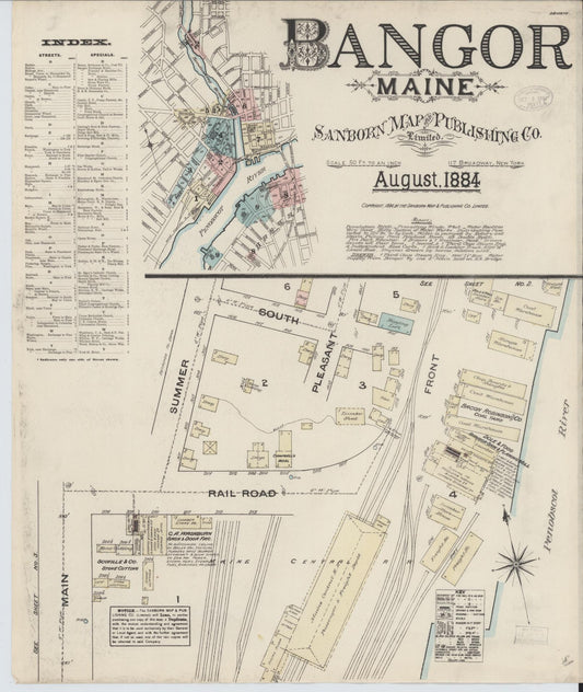 Sanborn Fire Insurance Map from Bangor, Penobscot County, Maine. (1884) – Historic Sanborn Fire Insurance Map Print