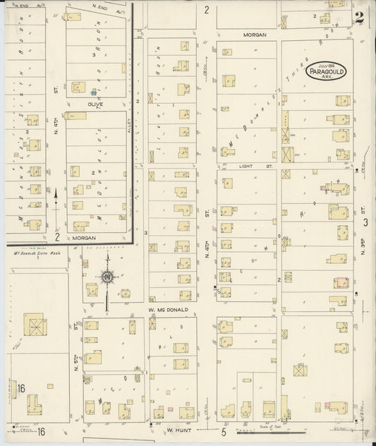 Sanborn Fire Insurance Map from Paragould, Greene County, Arkansas (1914), Sheet #0002 - Historic Sanborn Fire Insurance Map Print, vintage old map wall art, antique decor, genealogy gift, Arkansas Arkansas map