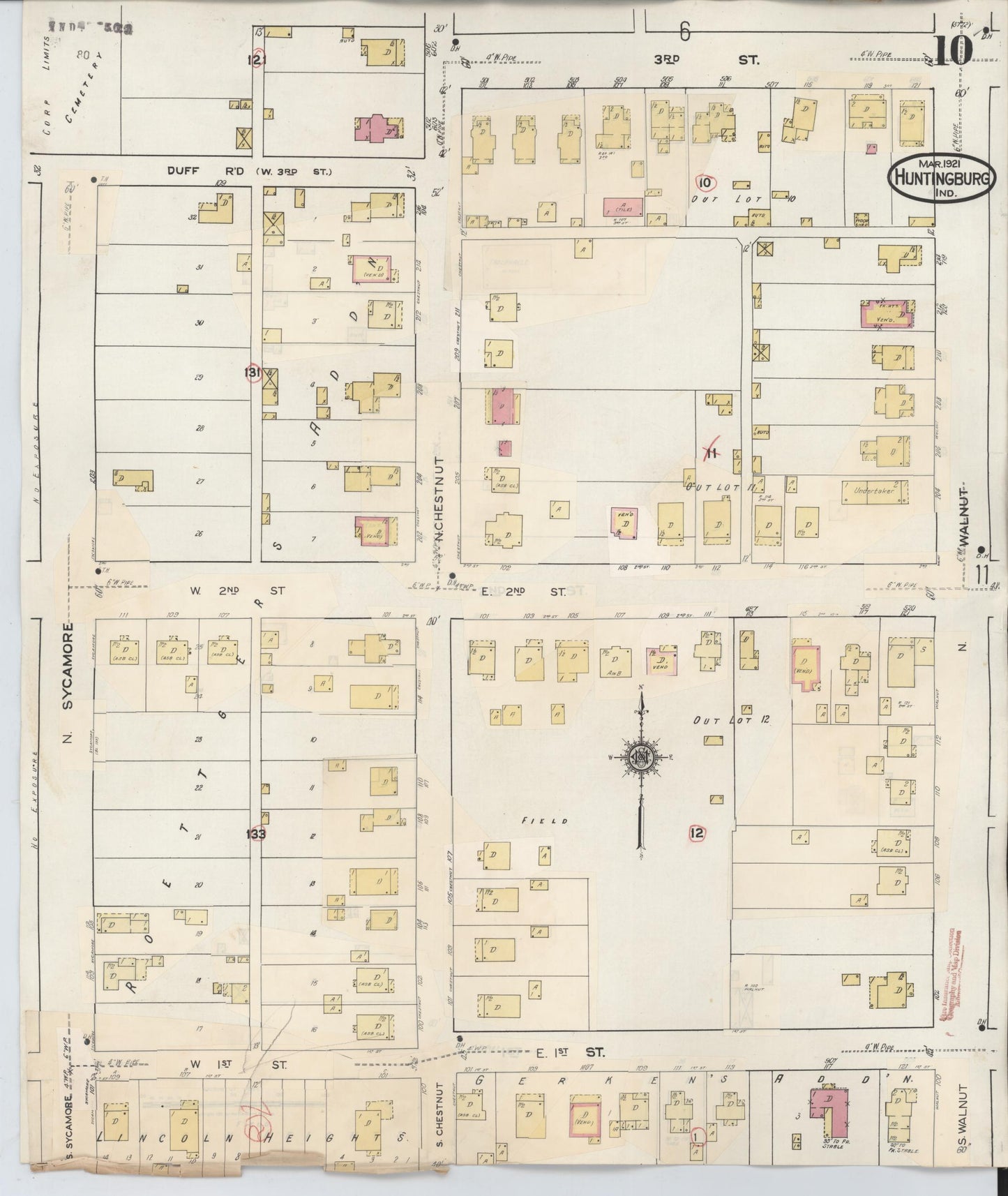 Sanborn Fire Insurance Map from Huntingburg, Dubois County, Indiana (1949), Sheet #0010 - Complete Map Set gallery image, historic Sanborn map, vintage wall art, Indiana Indiana