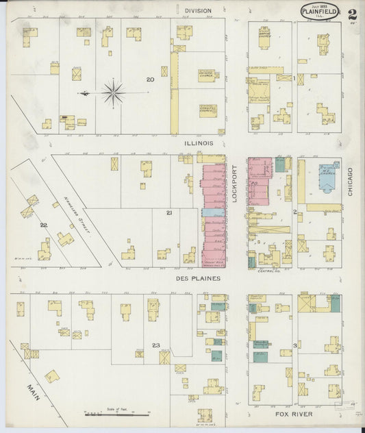 Sanborn Fire Insurance Map from Plainfield, Will County, Illinois (1893), Sheet #0002 - Historic Sanborn Fire Insurance Map Print, vintage old map wall art, antique decor, genealogy gift, Illinois Illinois map