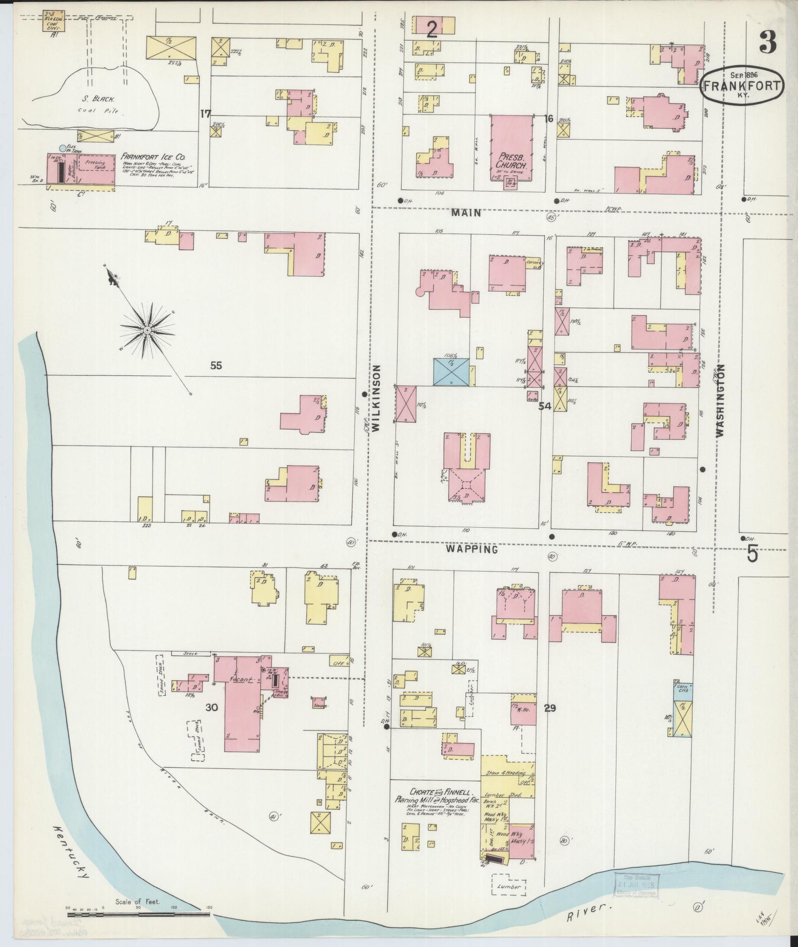 Sanborn Fire Insurance Map from Frankfort, Franklin County, Kentucky (1896), Sheet #0003 - Complete Map Set gallery image, historic Sanborn map, vintage wall art, Kentucky Kentucky