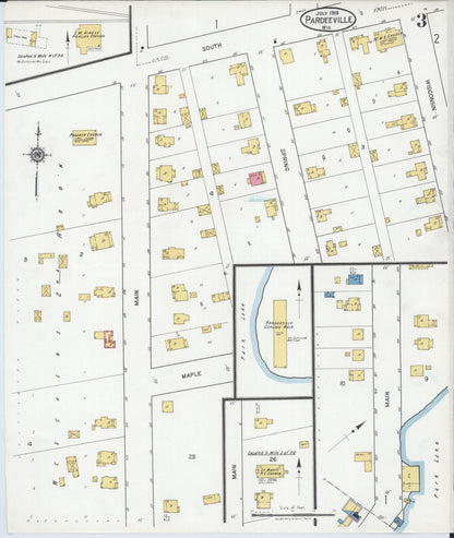 Sanborn Fire Insurance Map from Pardeeville, Columbia County, Wisconsin (1919), Sheet #0003 - Historic Sanborn Fire Insurance Map Print, vintage old map wall art, antique decor, genealogy gift, Wisconsin Wisconsin map