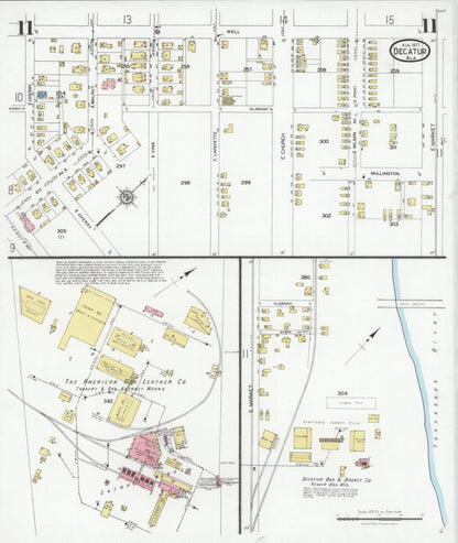 Sanborn Fire Insurance Map from Decatur, Morgan County, Alabama (1927), Sheet #0011 - Complete Map Set gallery image, historic Sanborn map, vintage wall art, Alabama Alabama