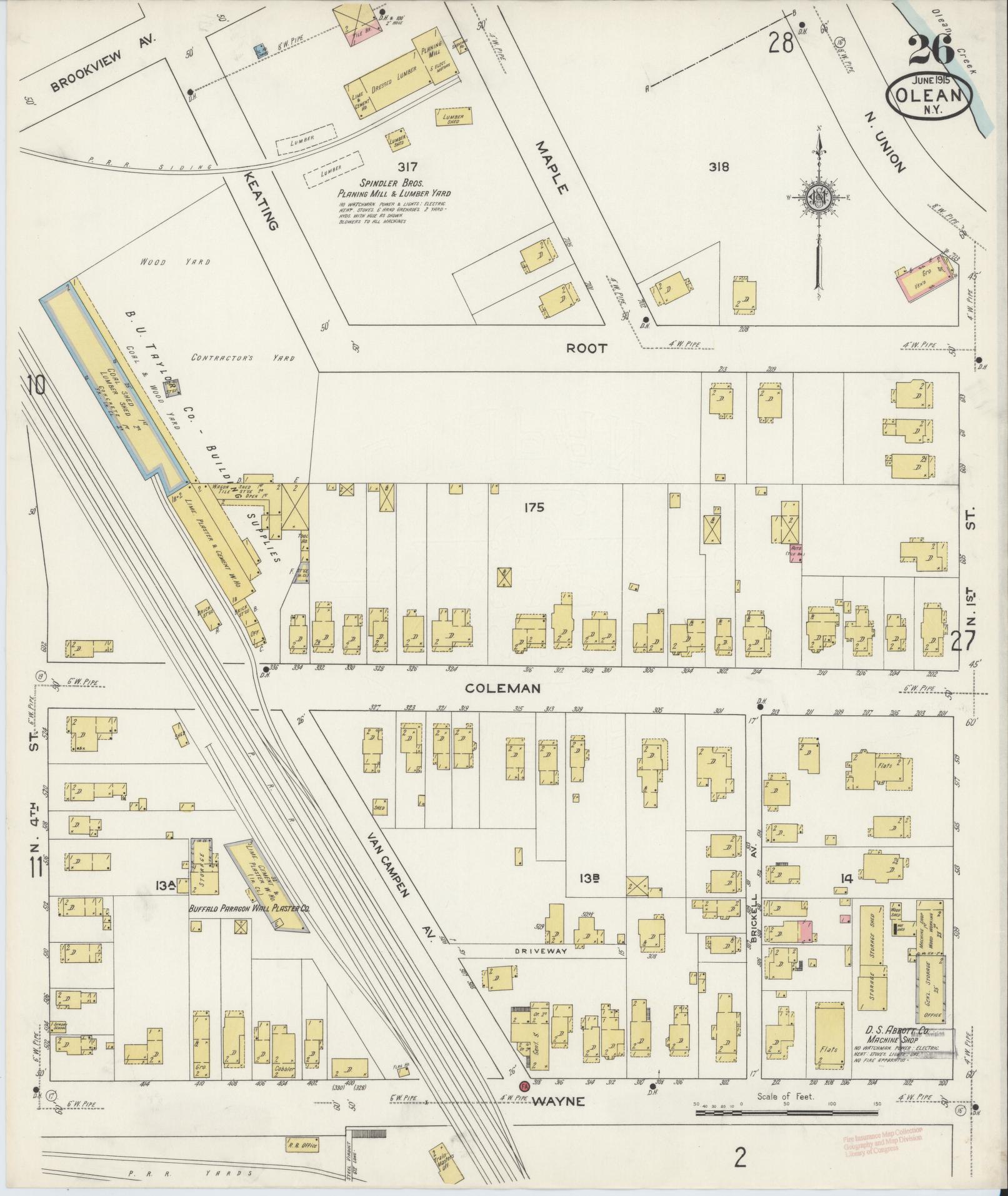 Sanborn Fire Insurance Map from Olean, Cattaraugus County, New York (1915), Sheet #0026 - Complete Map Set gallery image, historic Sanborn map, vintage wall art, New York New York
