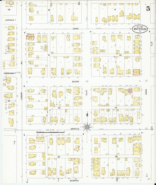 Sanborn Fire Insurance Map from Waterloo, Black Hawk County, Iowa (1906), Sheet #0005 - Historic Sanborn Fire Insurance Map Print, vintage old map wall art