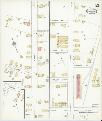 Sanborn Fire Insurance Map from Johnstown, Fulton County, New York (1912), Sheet #0021 - Complete Map Set gallery image, historic Sanborn map, vintage wall art, New York New York