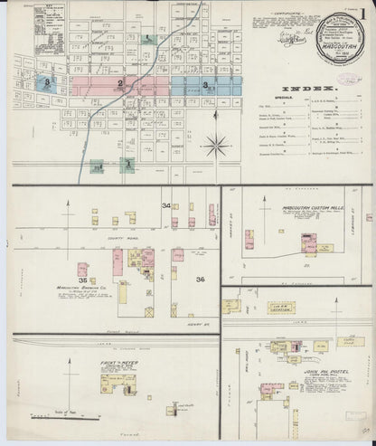 Sanborn Fire Insurance Map from Mascoutah, Saint Clair County, Illinois (1888), Sheet #0001 - Historic Sanborn Fire Insurance Map Print, vintage old map wall art, antique decor, genealogy gift, Illinois Illinois map